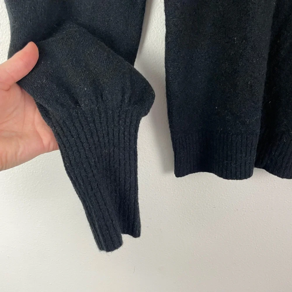 J.‎ Crew Black Turtleneck Sweater Puff Sleeve Ribbed Knit Women's M